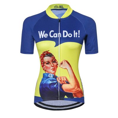 Cycling Jersey Women Bike Jersey Zipper Cycle Shirt Short Sleeve Road Bicycle Clothing Pro Team Racing MTB Top for Ladies Female Racing Mountain Clothes Breathable Yellow Blue Size L