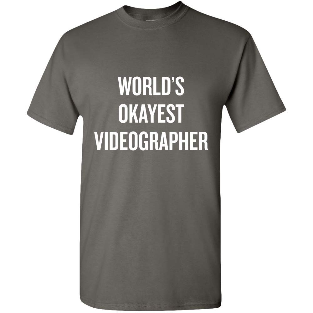 realpeoplegoods Videographer Gift - Filmmaker Shirt - Videographer Unisex Tee - Movie Maker - World's Okayest Videographer Charcoal Grey