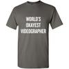 realpeoplegoods Videographer Gift - Filmmaker Shirt - Videographer Unisex Tee - Movie Maker - World's Okayest Videographer Charcoal Grey view 1