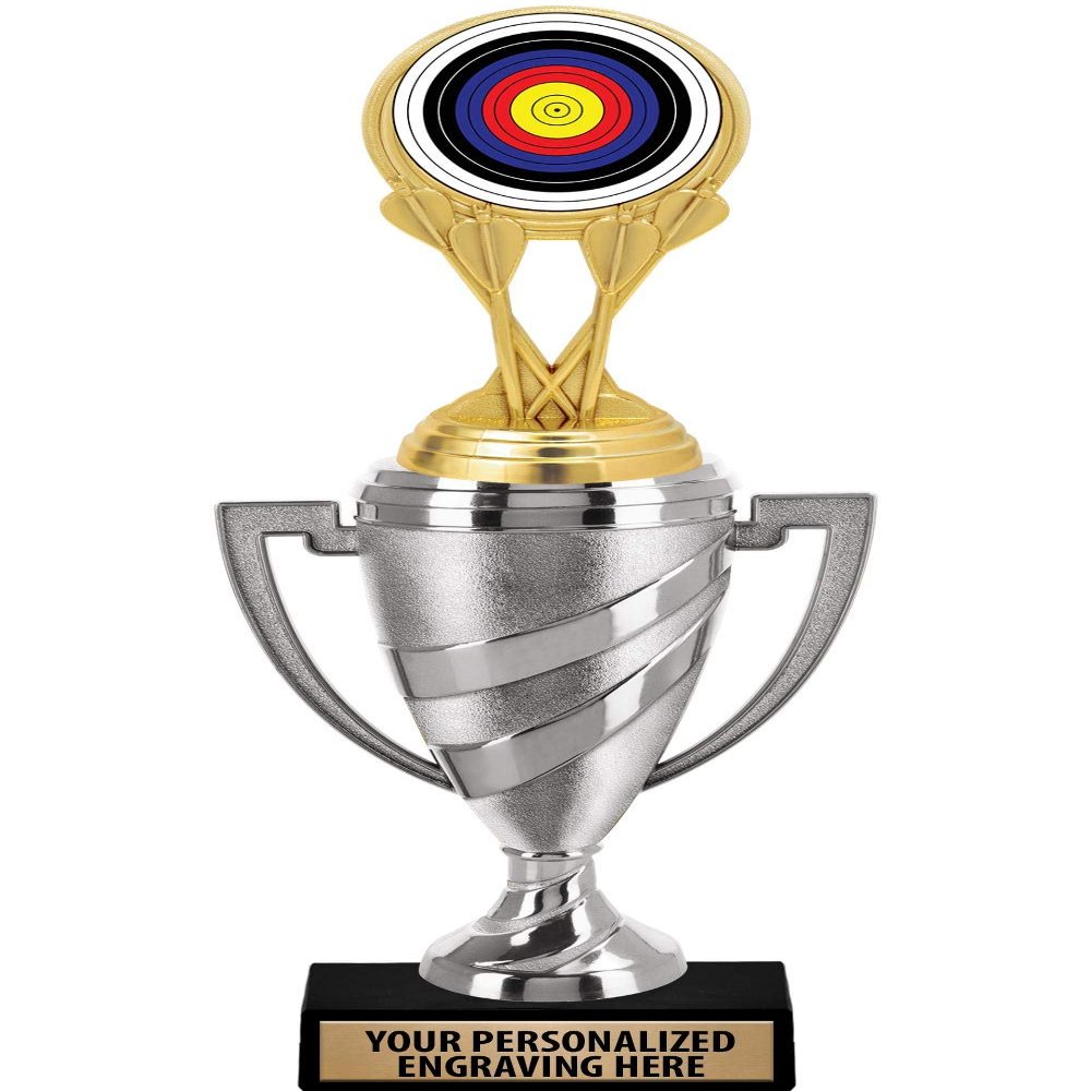 Crown Awards Archery Trophy, 14" Silver Cup Archery Target Trophies with Free Personalization, 10 Pack