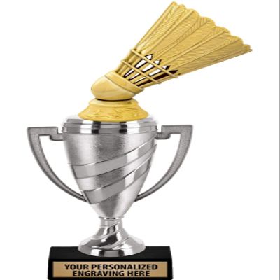 Crown Awards Badminton Trophy, 11.4" Silver Cup Badminton Shuttlecock Trophies with Free Personalization, 5 Pack