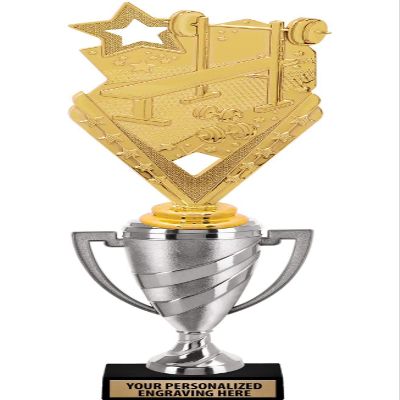 Crown Awards Weightlifting Trophy, 14.15" Silver Cup Weightlifting Trophies with Free Personalization, 5 Pack