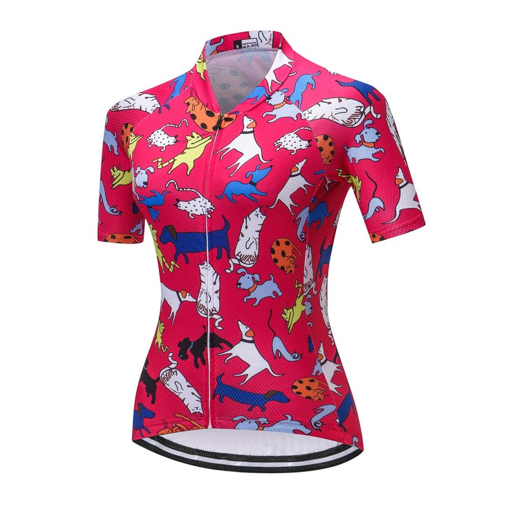 Cycling Jersey Women's Bike Jersey Zipper Cycle Shirt Short Sleeve Road Bicycle Clothing Pro Team Racing MTB Top for Ladies Female Racing Mountain Clothes Summer red White Size XXL