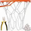 Basketball Net Heavy Duty Metal Chain Replacement with 12 S-Hooks and Set of Pliers to Tighten Hooks | Rustproof Galvanized Iron 21-Inch (53 cm) Net (3.2mm Thick) view 1