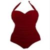Honeystore Women's Skull Non-Split Swimsuit Halter Beach Swimwear Bathing Suit YY1090-Burgundy L view 1