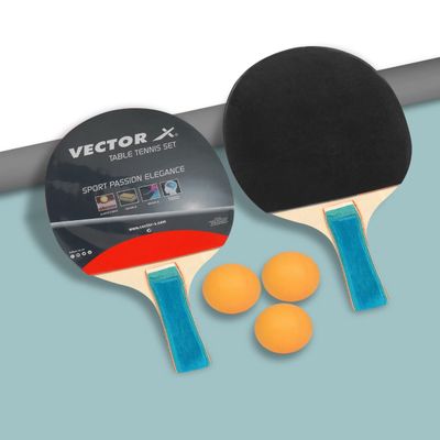 Vector X Combo Set of Table Tennis (1pair of Bat and 3 Balls)
