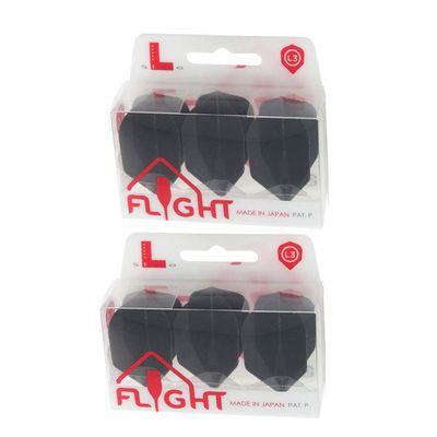 LSTYLE Dart Flights - L3 EZ Shape - Black | 2 Sets of 3 | for Soft & Steel Tip Darts