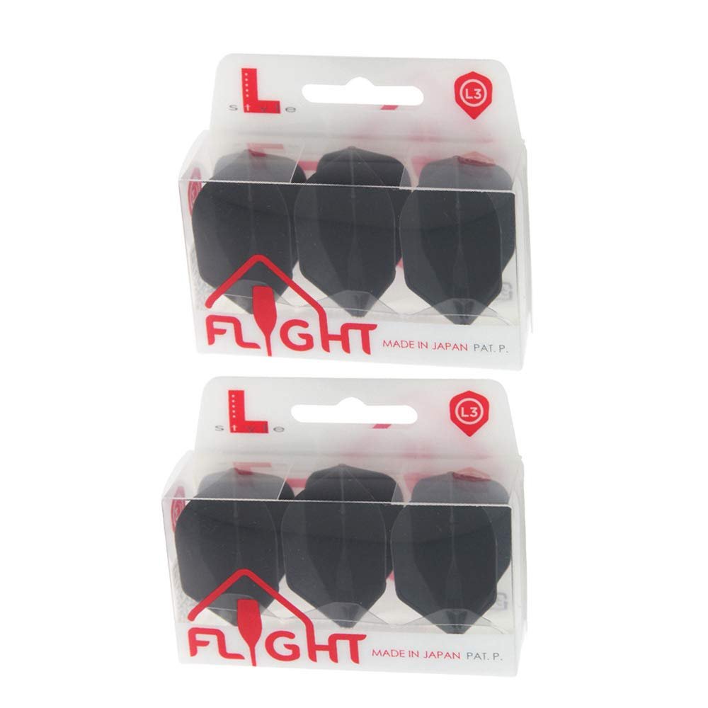 LSTYLE Dart Flights - L3 EZ Shape - Black | 2 Sets of 3 | for Soft & Steel Tip Darts