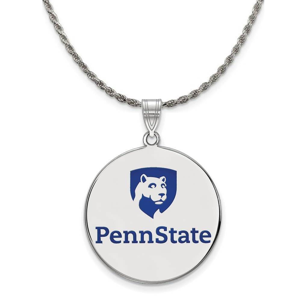 The Black Bow Silver Penn State XL Enamel Disc Pendant Necklace - 18 Inch