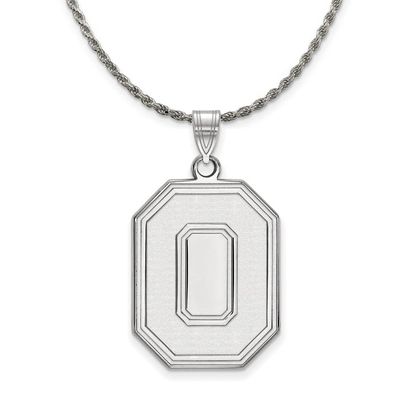 The Black Bow Sterling Silver Ohio State XL Logo 'O' Logo Necklace - 26 Inch