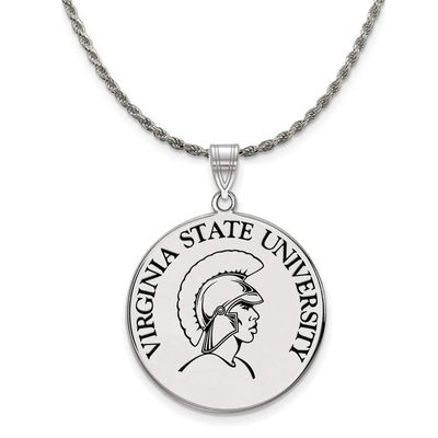 The Black Bow Silver Virginia State XL Enamel Disc Pendant Necklace - 26 Inch