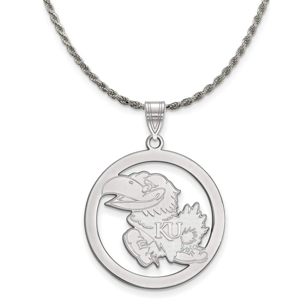 The Black Bow Sterling Silver U. of Kansas L Circle Pendant Necklace - 18 Inch