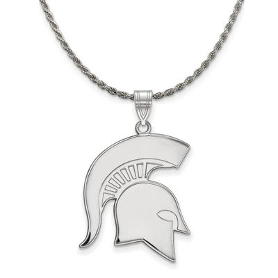 The Black Bow Sterling Silver Michigan State XL Pendant Necklace - 20 Inch