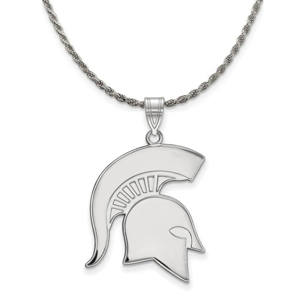 The Black Bow Sterling Silver Michigan State XL Pendant Necklace - 20 Inch
