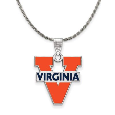 The Black Bow Silver U. of Virginia Large Enamel Pendant Necklace - 26 Inch