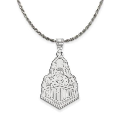 The Black Bow Sterling Silver Purdue XL Logo Pendant Necklace - 24 Inch
