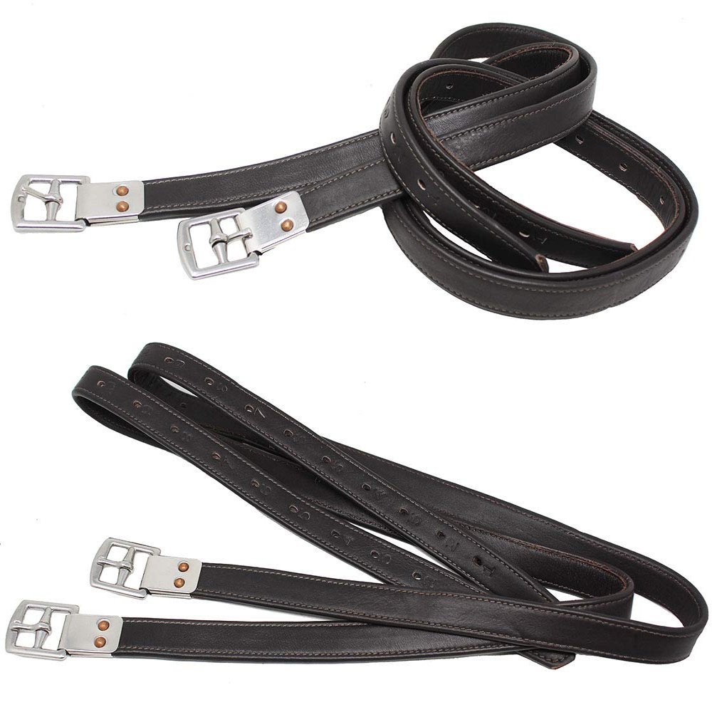 CHALLENGER 48" English Equestrian Tack Adult Padded Saddle Stirrup Leathers Brown 805SL03BR-48