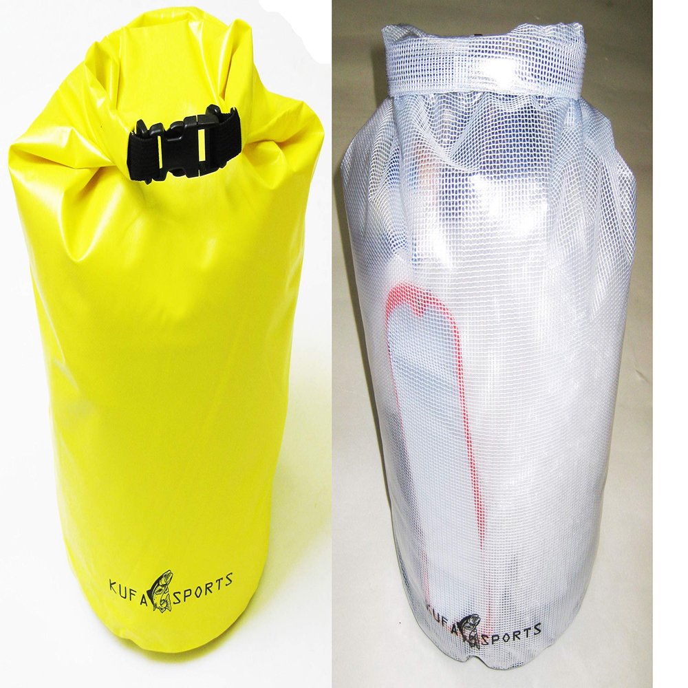 2-Pack of KUFA Roll Top Dry Bag (Size:11.5"x19",Color:Clear and Yellow) WBC+WBY