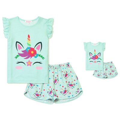 QPANCY Unicorn Pajamas Matching American Girls & Kids Pjs Sets Summer Nightshirts
