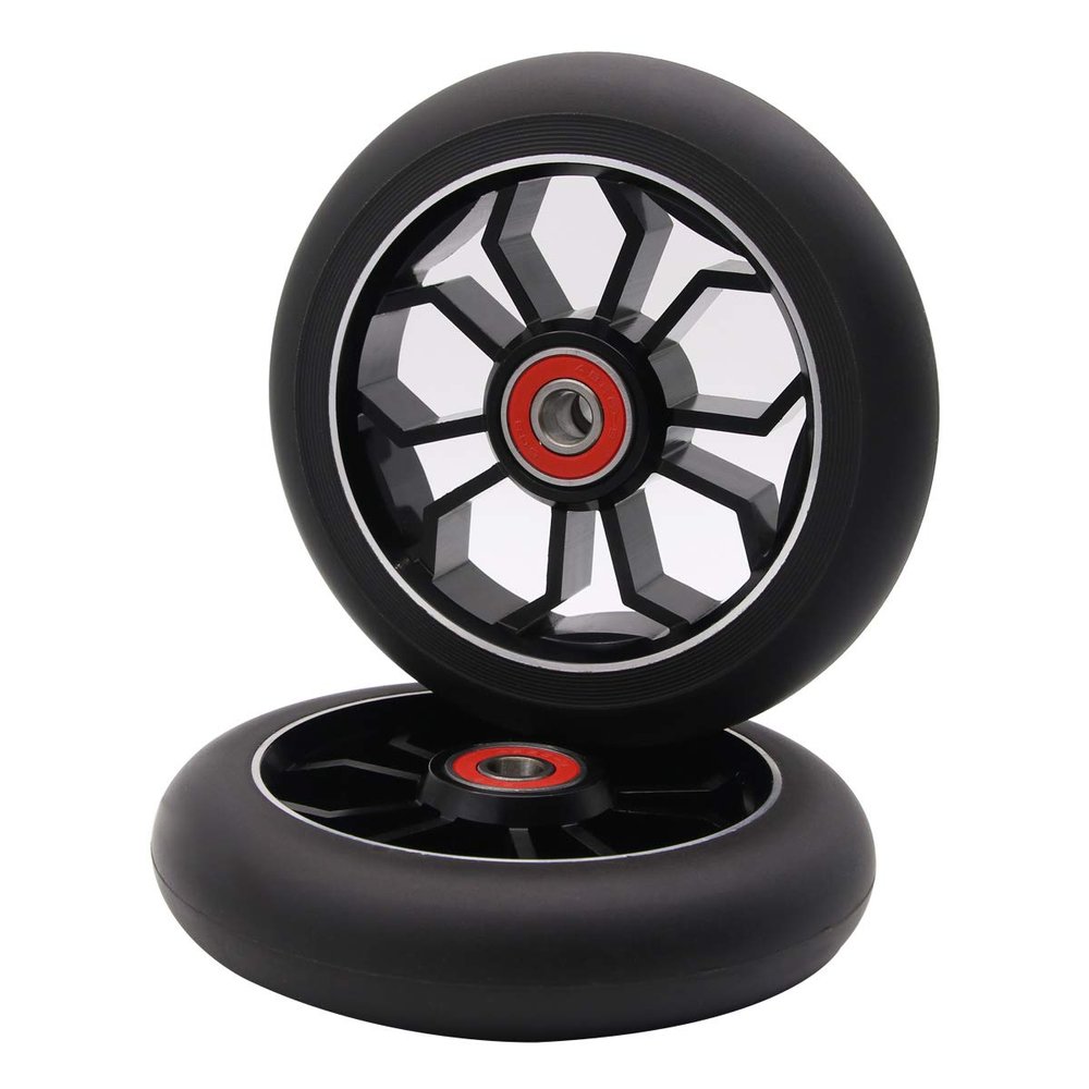 2PCS Replacement 110mm Pro Scooter Wheel with Abec 9 Bearings Fit for MGP/Razor/Lucky Pro Scooters (Black)