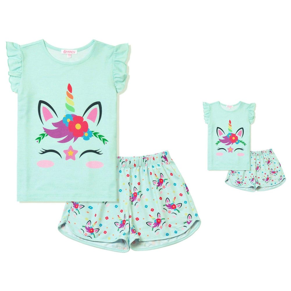 QPANCY Unicorn Pjs Matching Dolls & Girls Pajama Sets Cotton American Girls Sleepwear
