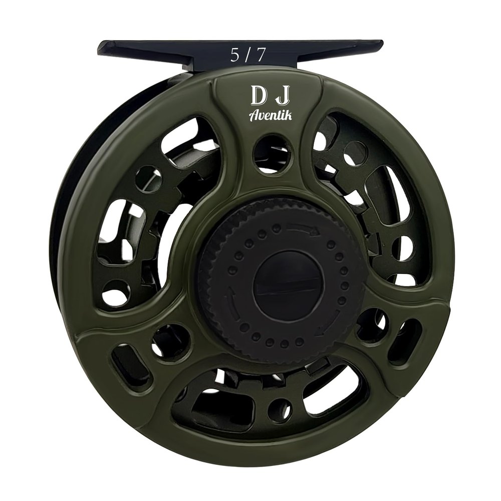 Aventik DJ Fly Reel 3/5 5/7 7/9 Super Large Arbor Fly Fishing Reel Fresh Water and Salt Water Aluminum Fly Reel Three Colors to Choose (Green 5/7)