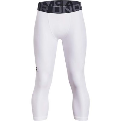 Under Armour Boys HeatGear Armour 3/4 Leggings , White (100)/Black , Medium