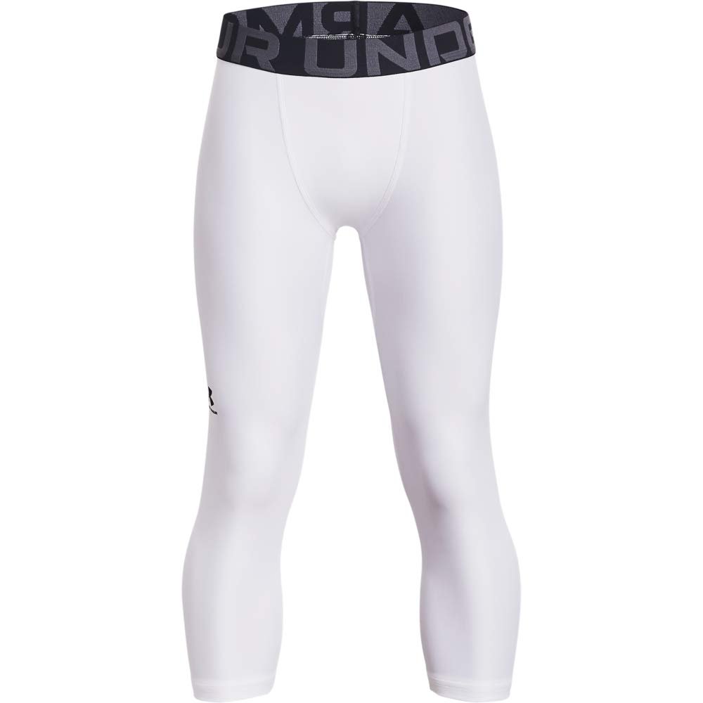 Under Armour Boys HeatGear Armour 3/4 Leggings , White (100)/Black , Medium