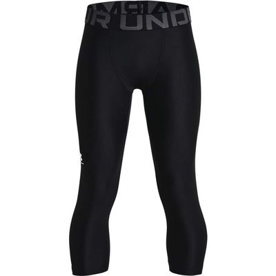 Under Armour Boys HeatGear Armour 3/4 Leggings , Black (001)/Pitch Gray , X-Small