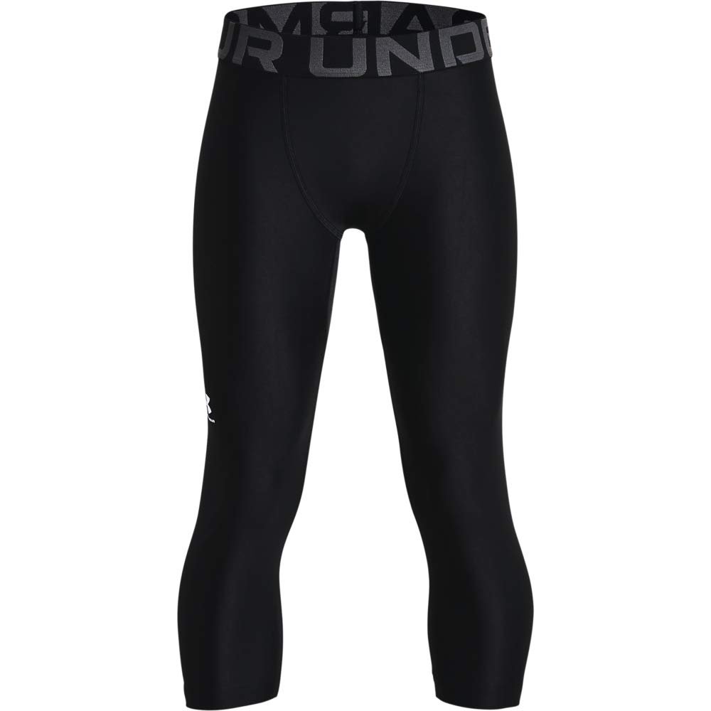 Under Armour Boys HeatGear Armour 3/4 Leggings , Black (001)/Pitch Gray , X-Small