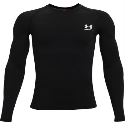 Under Armour Boys' HeatGear Armour Long-Sleeve T-Shirt , Black (001)/Pitch Gray , Small