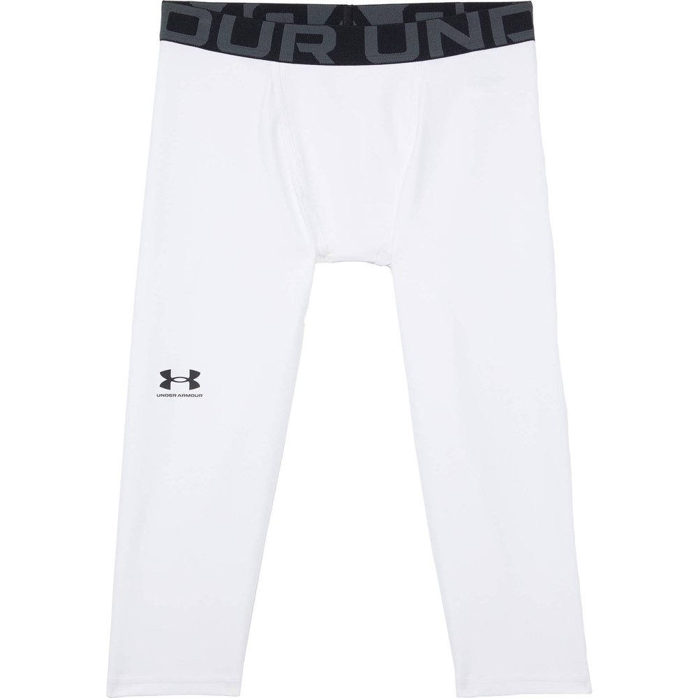 Under Armour Boys HeatGear Armour 3/4 Leggings , White (100)/Black , X-Small