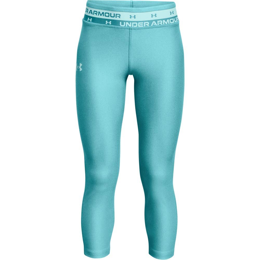 Under Armour Girls' HeatGear Armour Heather Crop , Cosmos Medium Heather (476)/Breeze , Youth Large