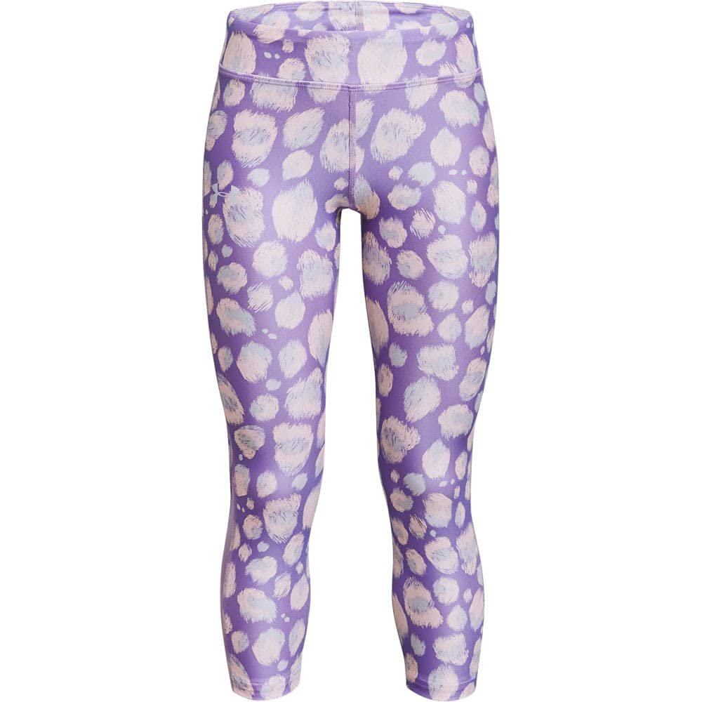 Under Armour Girls HeatGear Armour Printed Ankle CropDISC , Planet Purple (577)/Halo Gray , X-Large
