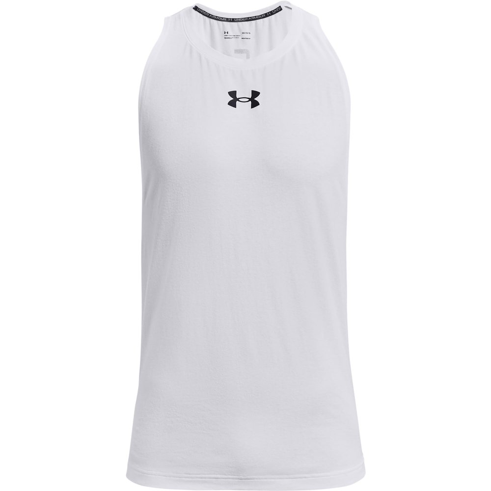 Under Armour Men's Baseline Cotton Tank , White (100)/Black, Large