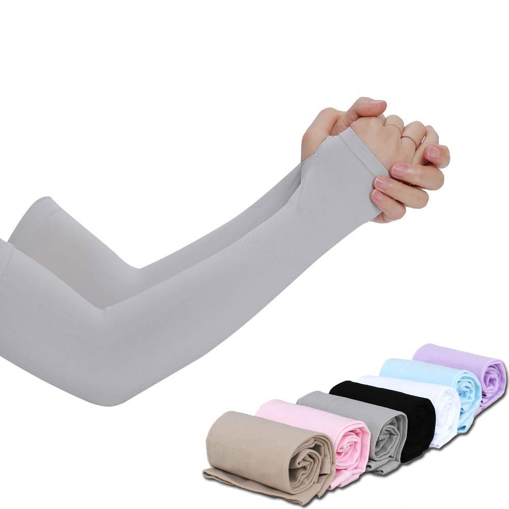 7 Pairs Summer Sports Sun UV Protection Ice Silk Sleeves for Outdoor Running Arm Sleeves Cover