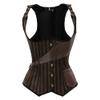 Grebrafan Tight Lace Striped Underbust Corset Top Steampunk (US(4-6) S, Brown) view 1