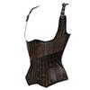 Grebrafan Tight Lace Striped Underbust Corset Top Steampunk (US(4-6) S, Brown) view 2