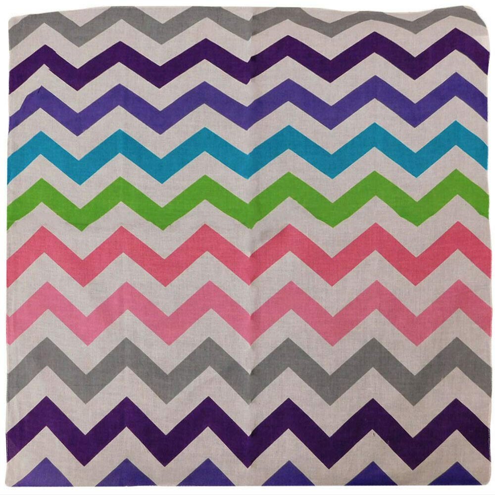 12 Pack Grey Purple Blue Green Pink White Chevron 22"x22" 100% Cotton bandana Scarf Head Wrap Neck Headband bandana