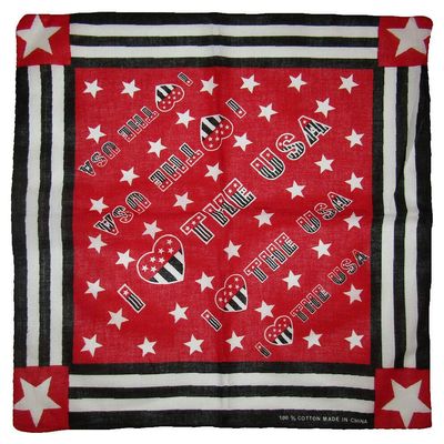 Wholesale Lot of 12 I Heart The USA Red White Black 100% Cotton 22"x22" bandana Scarf Head Wrap Neck Headband bandana