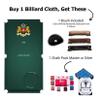 Simonis 860 Pool Table Cloth Replacement Kit for 9 FT Tables Includes Precut Bed and Rail Cloth, Horsehair Brush, Spots, and Chalk (Dark Green) view 2
