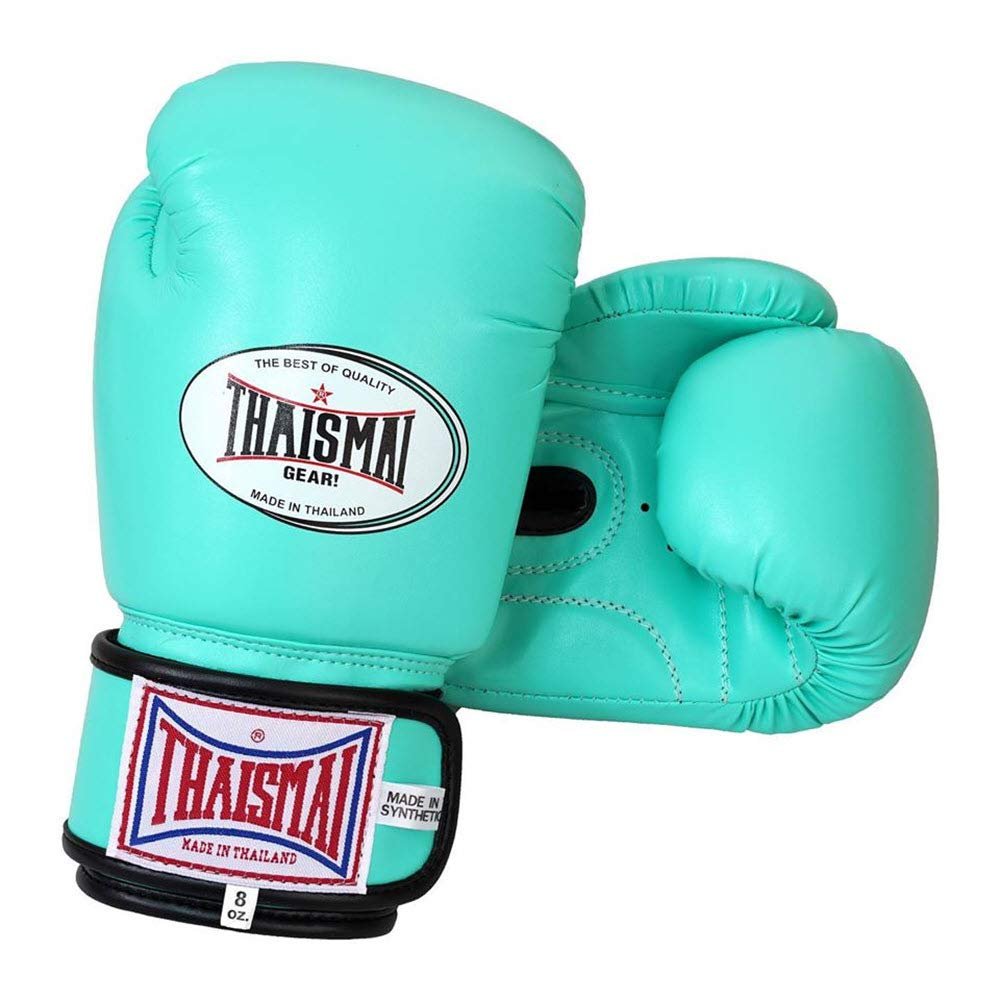 Thaismai Muay Thai Style Boxing Gloves Polyurethane Synthetic Leather Material Greenish-Blue Color (12)