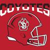 CornBorn South Dakota Coyotes Tee Shirt - Women's Long Sleeve Hooded Shirt USD Football Helmet - Red - Large view 2