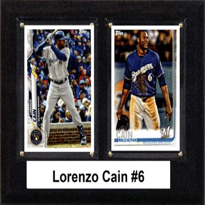 C & I Collectibles MLB 6"x8" Lorenzo Cain Milwaukee Brewers Two Card Plaque