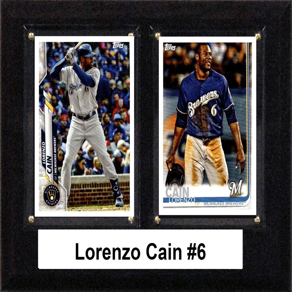 C & I Collectibles MLB 6"x8" Lorenzo Cain Milwaukee Brewers Two Card Plaque