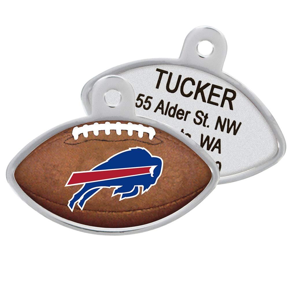 GoTags Personaized NFL Dog Tags, Buffalo Bills, Football Shape Custom Engraved Pet ID Tags