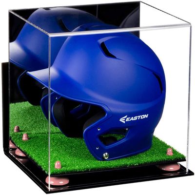 Acrylic Display Case for Baseball Batting Helmet Premium Baseball Display Case with Turf Base and Polished Edges Durable Display Cases for Collectibles .Dim:12.25" L x 10" W x 10.5" H (V22)