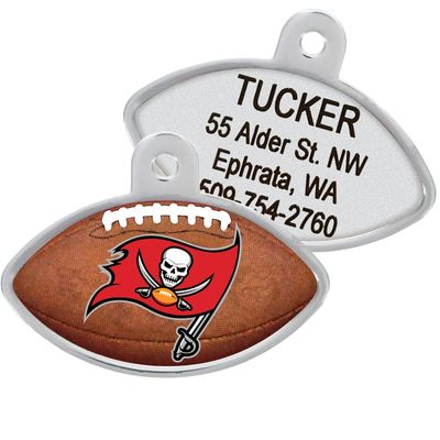 GoTags Personaized NFL Dog Tags, Tampa Bay Buccaneers, Football Shape Custom Engraved Pet ID Tags