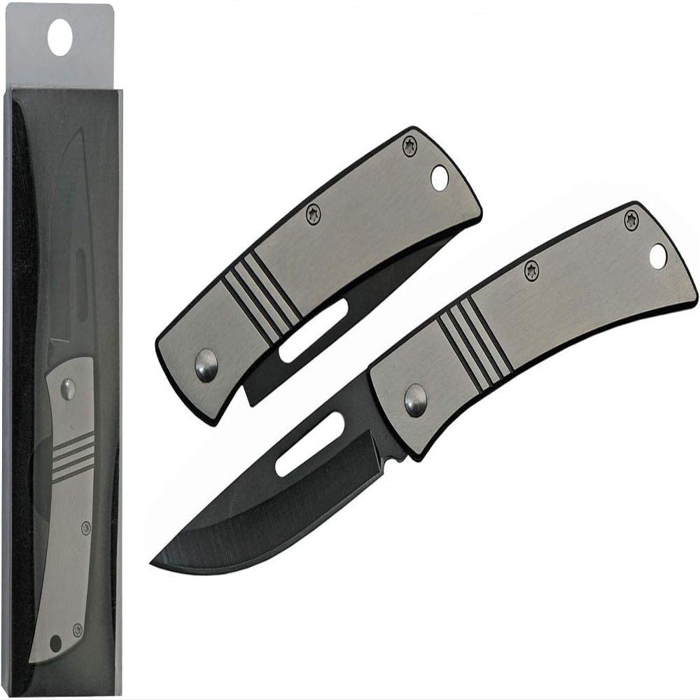 Rite Edge 3.5" Engravable Pocket Knife Folding Knife with 2.5" Black Stainless Steel Blade & Metal Handle for Custom Engraving, Compact EDC Knife for Men & Women, Personalized Gift Folding Pocket Knife for Men in Clamshell Packaging