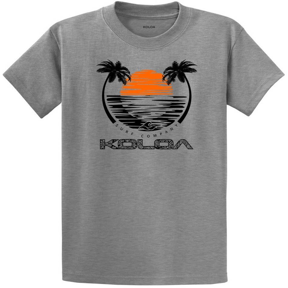 Koloa Surf Company Sunset with Palms Heavyweight Tee-Tall-4XLT-AthleticHeather/c